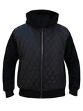 Men's Diamond Quilted Hooded Black Jacket