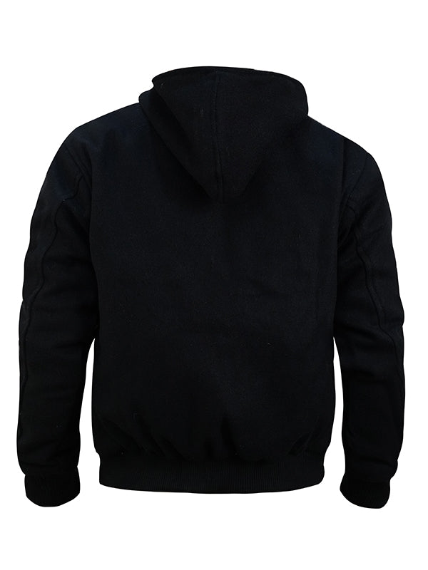 Men's Diamond Quilted Hooded Black Jacket - view 5