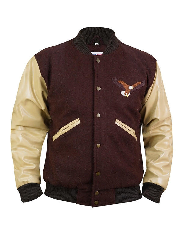 Men's Vintage Eagle Logo Casual Varsity Wool Jacket