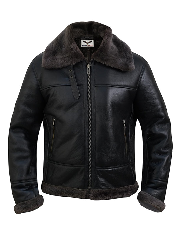 Men's Aviator Flying Pilot Black Leather Jacket - view 2