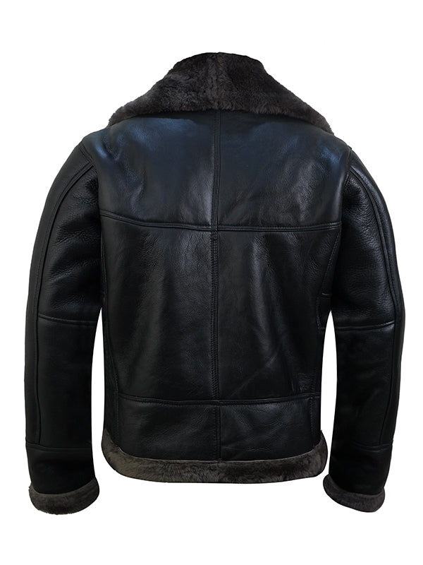 Men's Aviator Flying Pilot Black Leather Jacket - view 4