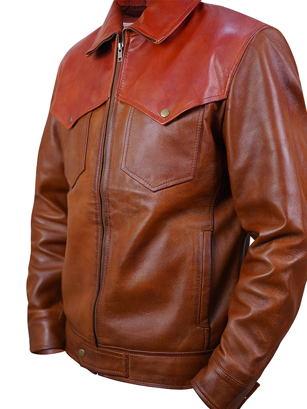 Men's Kevin Costner Western Cowboy Leather Jacket - view 3