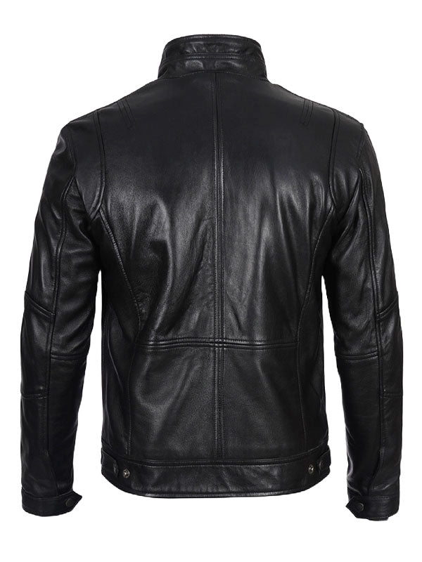 Men's Moffit Cafe Racer Black Leather Jacket - view 2
