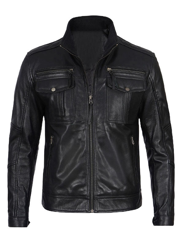 Men's Moffit Cafe Racer Black Leather Jacket