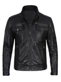 Men's Moffit Cafe Racer Black Leather Jacket