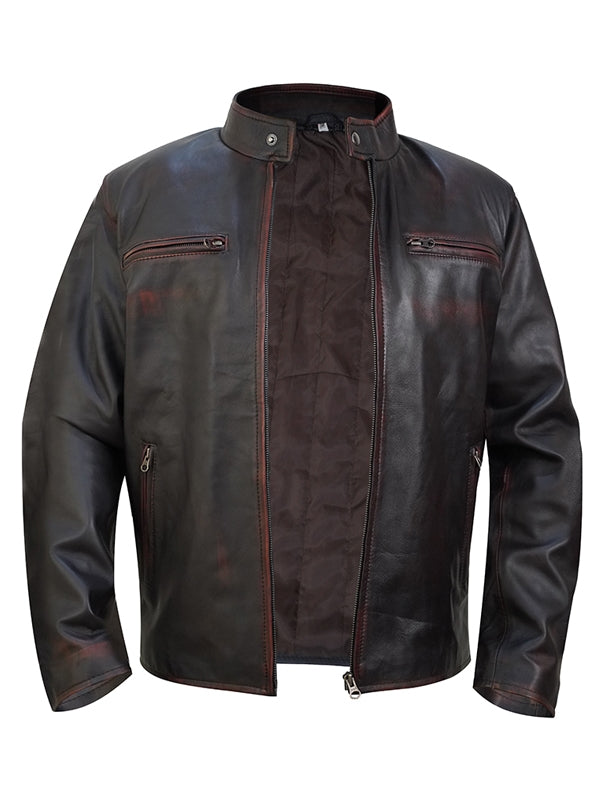 Men's Dark Brown Roadster Biker Leather Jacket - view 3