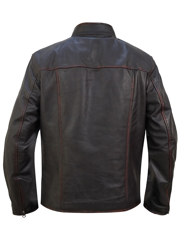 Men's Dark Brown Roadster Biker Leather Jacket - view 4