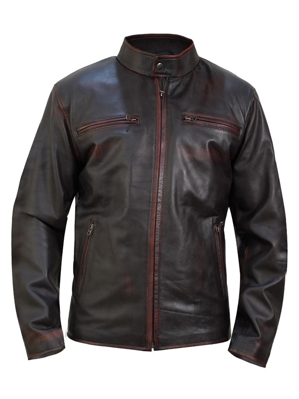 Men's Dark Brown Roadster Biker Leather Jacket