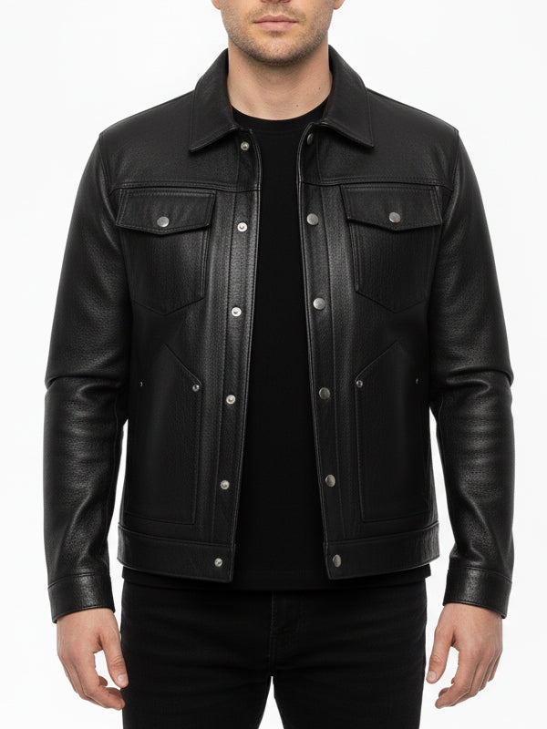 Men's Roughout Cruiser Black Leather Jacket