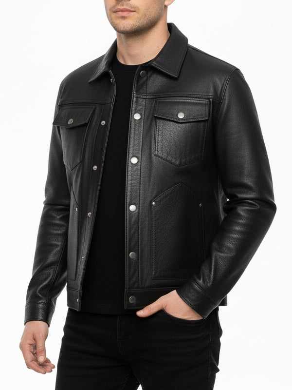 Men's Roughout Cruiser Black Leather Jacket - view 3