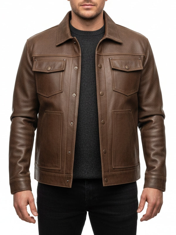 Men's Roughout Cruiser Brown Leather Jacket