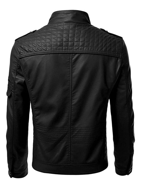 Men's Slim Fit Stand Collar Motorcycle Jacket - view 2