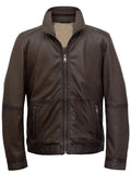 Men’s Full Zipper Dark Brown Leather Jacket