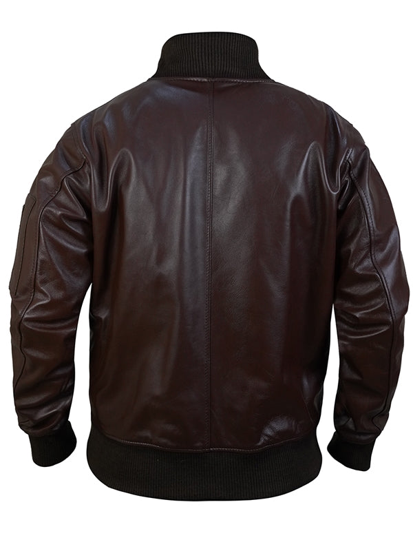 Men’s Classic Varsity Dark Brown Leather Jacket - view 3
