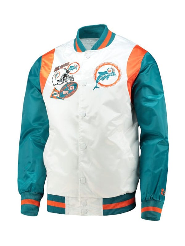 Starter Miami Dolphins Throwback Satin Varsity Jacket