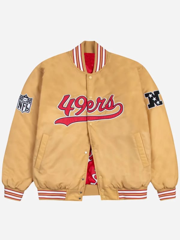 NFL SF 49yers Bomber Golden Satin Jacket