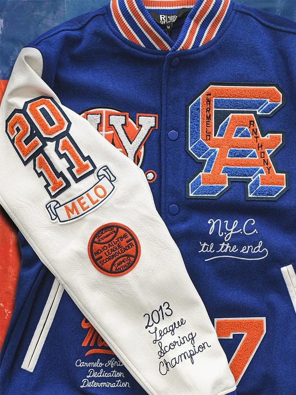 NY Carmelo Anthony Blue & White Letterman Varsity Jacket - view 4
