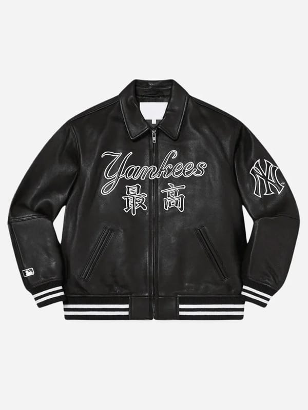 NY Yankees Supreme Bomber Leather Jacket