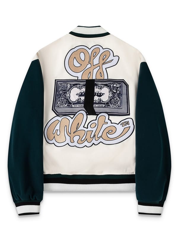Off-White Money Graphic Letterman Bomber Jacket - view 2
