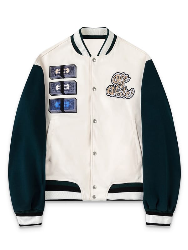 Off-White Money Graphic Letterman Bomber Jacket