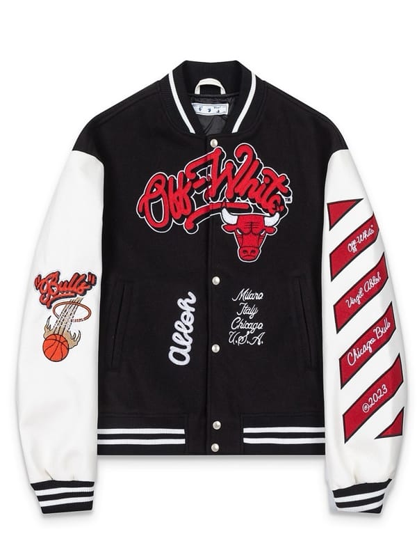 Off White x AC Milan Chicago Bulls Varsity Jacket - view 4