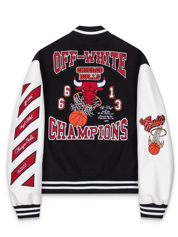 Off White x AC Milan Chicago Bulls Varsity Jacket - view 3