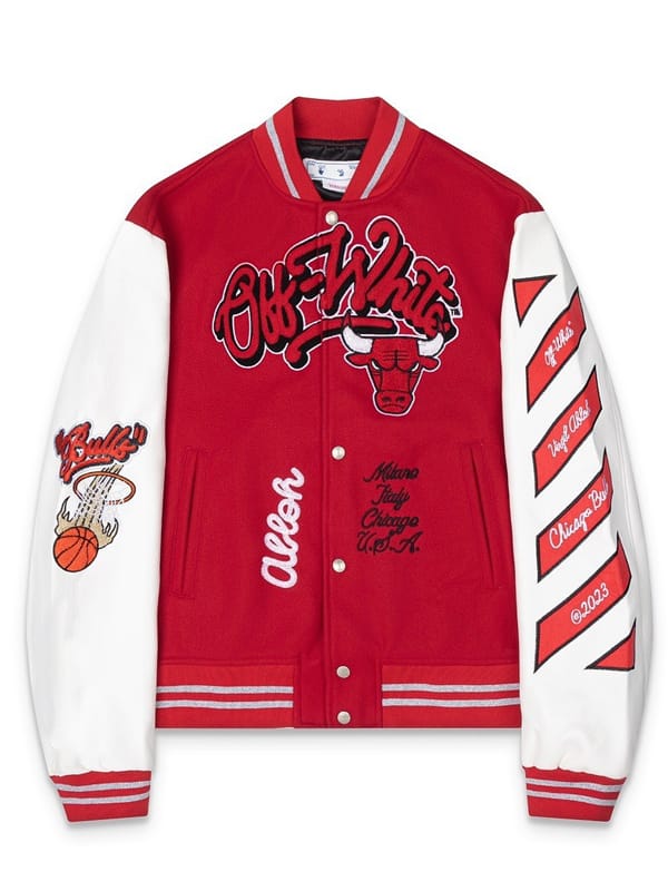 Off White x AC Milan Chicago Bulls Varsity Jacket