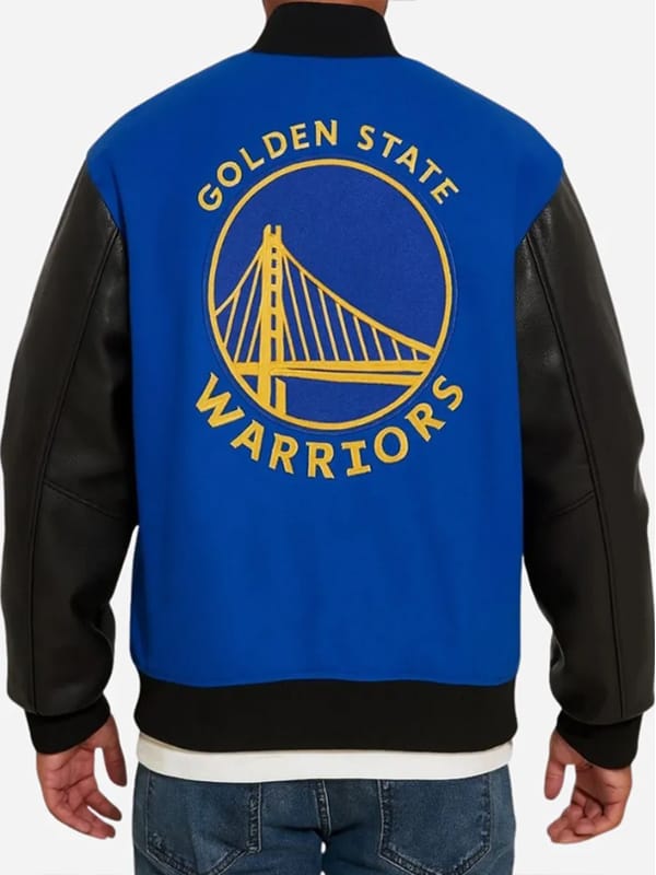 OVO x Golden State Warriors Blue Varsity Jacket - view 2