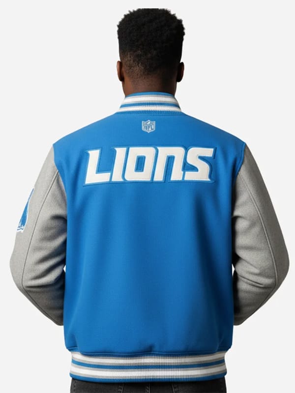 OVO x NFL Detroit Lions Blue Varsity Jacket - view 2