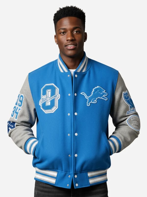 OVO x NFL Detroit Lions Blue Varsity Jacket