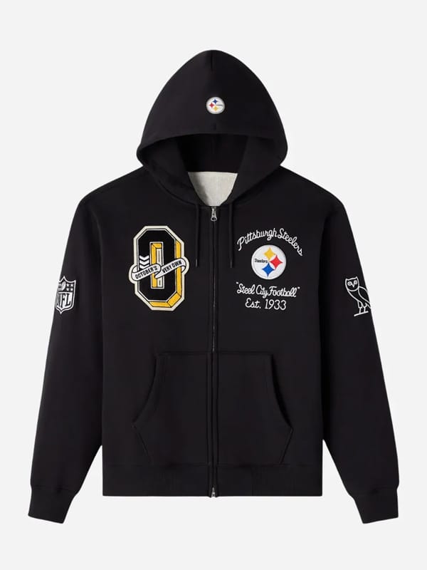 2025 OVO X Pittsburgh Steelers Black Hoodie
