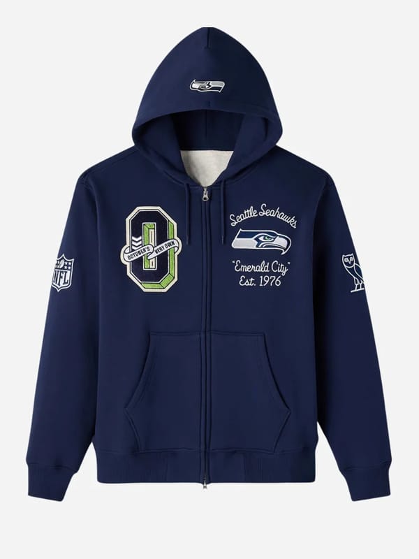 2025 OVO X Seattle Seahawks Navy Blue Hoodie