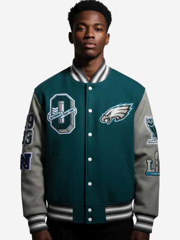 OVO x Philadelphia Eagles Green Varsity Jacket