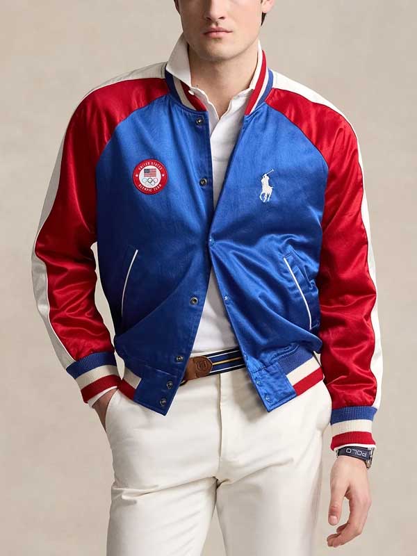 Paris Olympics 2024 USA Satin Varsity Jacket - view 2