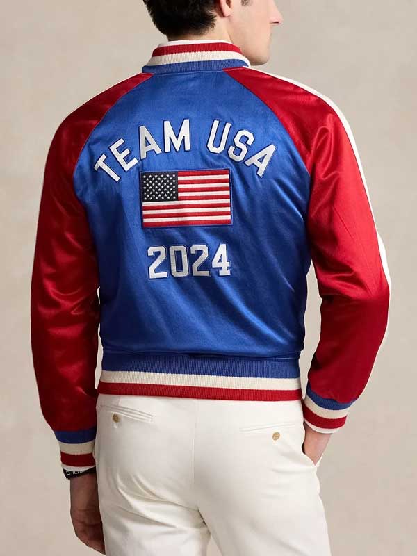 Paris Olympics 2024 USA Satin Varsity Jacket - view 3