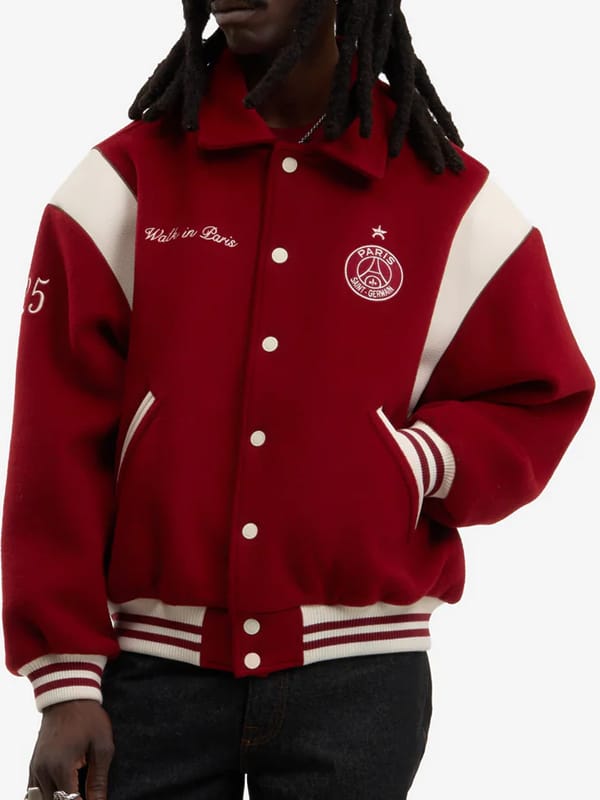 Paris Saint-Germain Walk in Paris Red Varsity Jacket