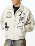 RIC Never Die Embroidered Cream Varsity Jacket