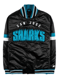 San Jose Sharks NHL Starter Varsity Black Satin Jacket