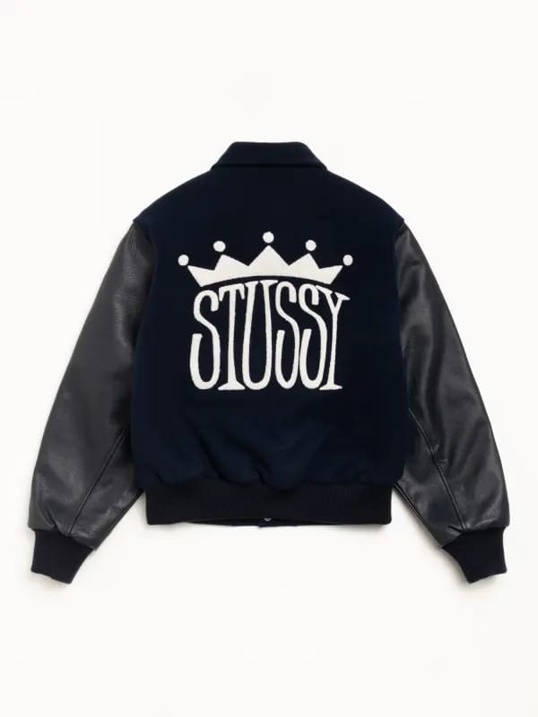 Stussy King Navy & Black Varsity Baseball Jacket - view 2