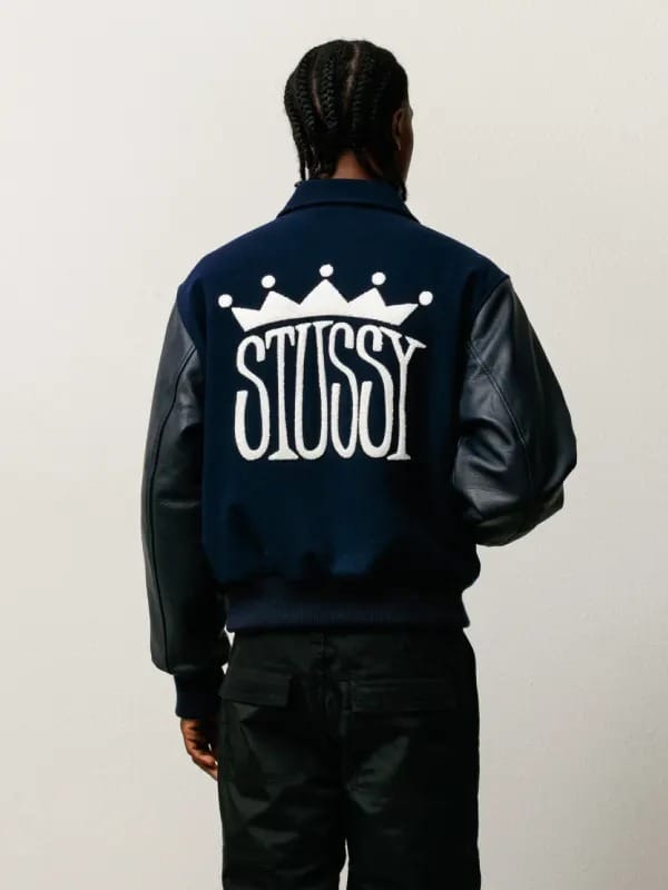 Stussy King Navy & Black Varsity Baseball Jacket - view 4