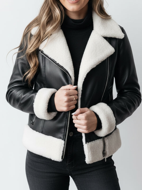 Women's Classic Aviator Black Leather Jacket