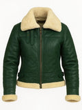 Women's Green Shearling Leather Jacket