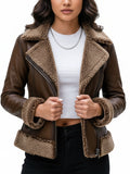 Women's Classic Aviator Brown Leather Jacket