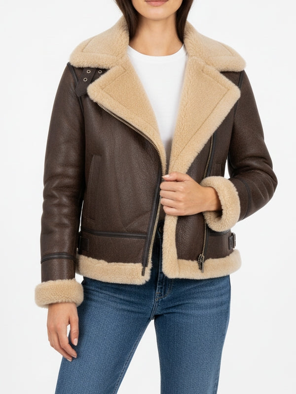 Women's B3 Brown Shearling Leather Jacket