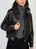 Women’s Classic Black Bomber Leather Jacket