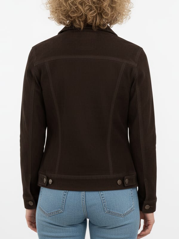 Women's Trucker Dark Brown Suede Leather Jacket - view 3