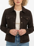 Women's Trucker Dark Brown Suede Leather Jacket