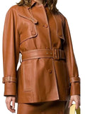 Women’s Mid-Length Belted Brown Coat