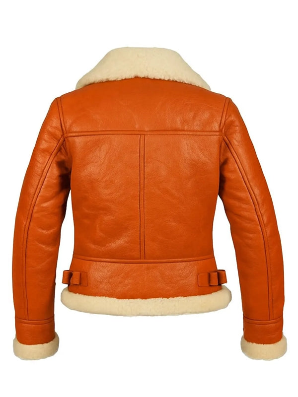 Women's Mustard Shearling Leather Jacket - view 2
