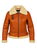 Women's Mustard Shearling Leather Jacket